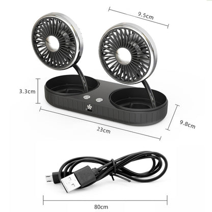 F304 Double-head Hose Built-in Lithium Battery USB Car Fan, Color: Black Silver - Heating & Fans by PMC Jewellery | Online Shopping South Africa | PMC Jewellery | Buy Now Pay Later Mobicred