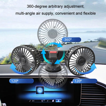 F4206 Suction Cup Double Head Car USB Fan(Black) - Heating & Fans by PMC Jewellery | Online Shopping South Africa | PMC Jewellery | Buy Now Pay Later Mobicred