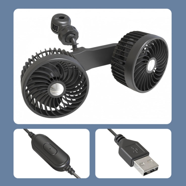 F6207 Car Rear Seat Zip Lock USB Double Head Fan, Model: USB - Heating & Fans by PMC TechLife | Online Shopping South Africa | PMC TechLife | Buy Now Pay Later Mobicred