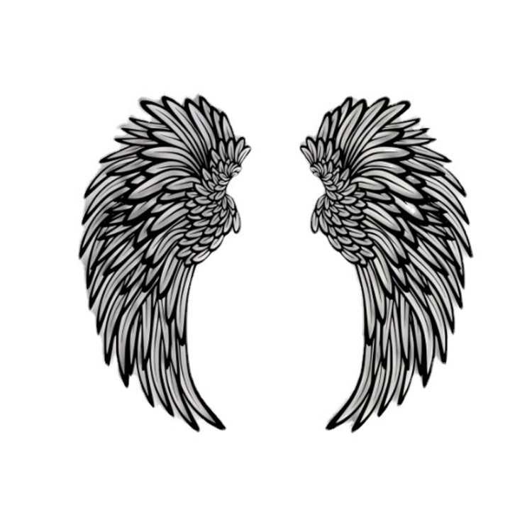 1pair 35cm Double Sided Black Engraved Metal LED Angel Wings Wall Hanging Decoration With Lights - Ornaments by PMC Jewellery | Online Shopping South Africa | PMC Jewellery