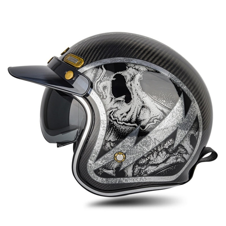 SOMAN Motorcycle Four Seasons Carbon Fiber Half Helmet, Color: Carbon Fiber Silver Lightning(XL) - Helmets by SOMAN | Online Shopping South Africa | PMC Jewellery | Buy Now Pay Later Mobicred