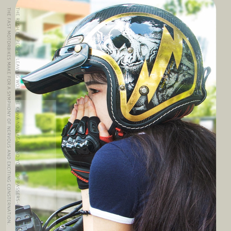 SOMAN Motorcycle Four Seasons Carbon Fiber Half Helmet, Color: Carbon Fiber Gold Lightning(XL) - Helmets by SOMAN | Online Shopping South Africa | PMC Jewellery | Buy Now Pay Later Mobicred