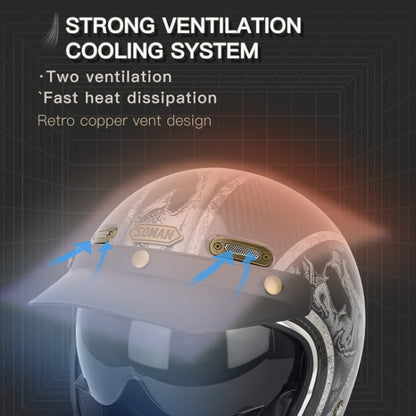 SOMAN Motorcycle Four Seasons Carbon Fiber Half Helmet, Color: Bright Carbon Fiber(S) - Helmets by SOMAN | Online Shopping South Africa | PMC Jewellery | Buy Now Pay Later Mobicred