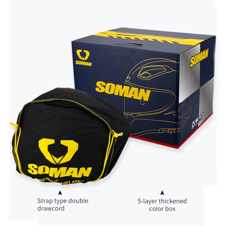 SOMAN Motorcycle Carbon Fiber Double Lens Thermal Safety Helmet, Size: L(Snake Carbon Fiber REVO) - Helmets by SOMAN | Online Shopping South Africa | PMC Jewellery | Buy Now Pay Later Mobicred