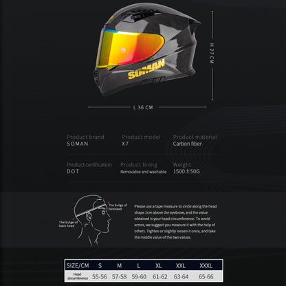 SOMAN Motorcycle Carbon Fiber Double Lens Thermal Safety Helmet, Size: XXL(Cheetah Print REVO) - Helmets by SOMAN | Online Shopping South Africa | PMC Jewellery | Buy Now Pay Later Mobicred