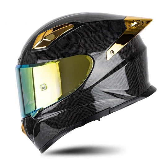 SOMAN Four Seasons Full Cover Motorcycle Helmet, Size: M(Snake Carbon Fiber Gold) - Helmets by SOMAN | Online Shopping South Africa | PMC Jewellery | Buy Now Pay Later Mobicred