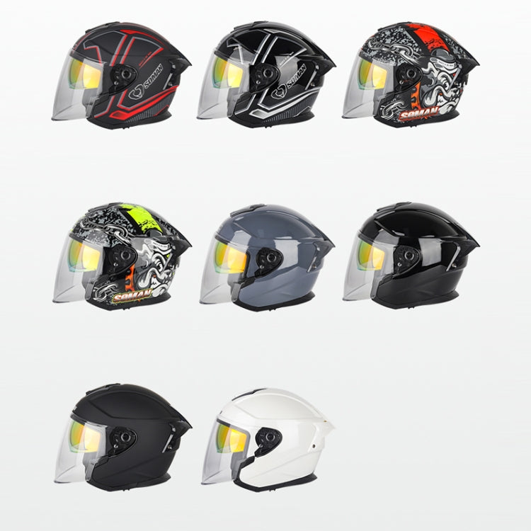 SOMAN Motorcycle Electric Bicycle Dual Lens Riding Helmet, Size: S(Bright Back) - Helmets by SOMAN | Online Shopping South Africa | PMC Jewellery | Buy Now Pay Later Mobicred