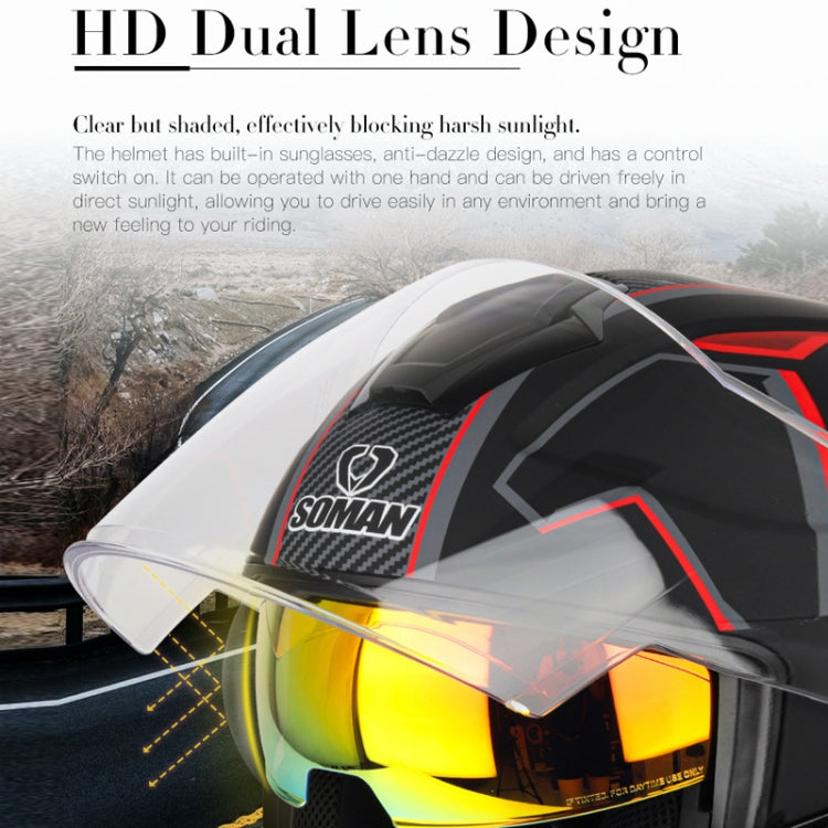 SOMAN Motorcycle Electric Bicycle Dual Lens Riding Helmet, Size: S(Black Silver) - free shipping - PMC TechLife - Order now!