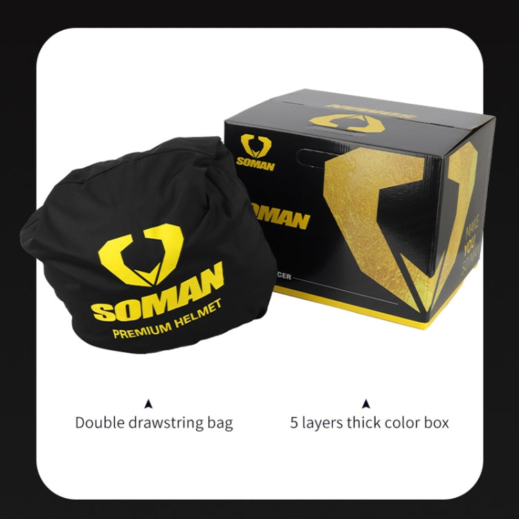 SOMAN Racing Motorcycle Double Lens Riding Safety Helmet, Size: L(Bright Black) - free shipping - PMC TechLife - Order now!