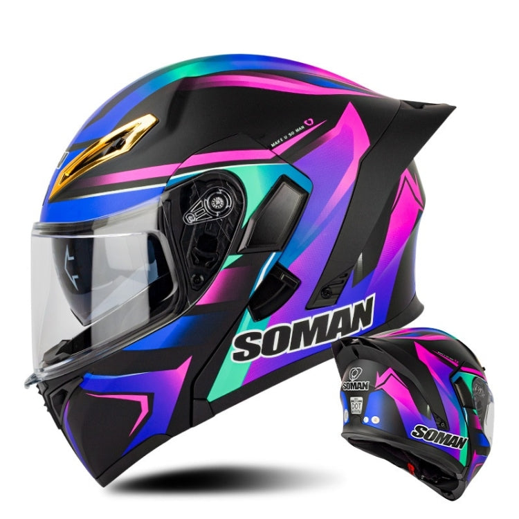 SOMAN Motorcycle Dual Lens Riding Peel-Off Full Coverage Helmet, Size: L(Sapphire Vision) - free shipping - PMC TechLife - Order now!