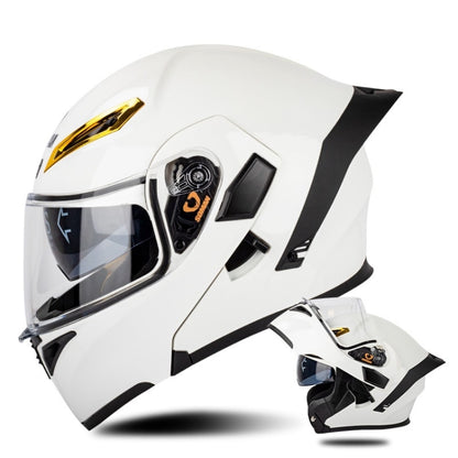 SOMAN Motorcycle Dual Lens Riding Peel-Off Full Coverage Helmet, Size: XXL(Pearl White) - Helmets by SOMAN | Online Shopping South Africa | PMC Jewellery | Buy Now Pay Later Mobicred