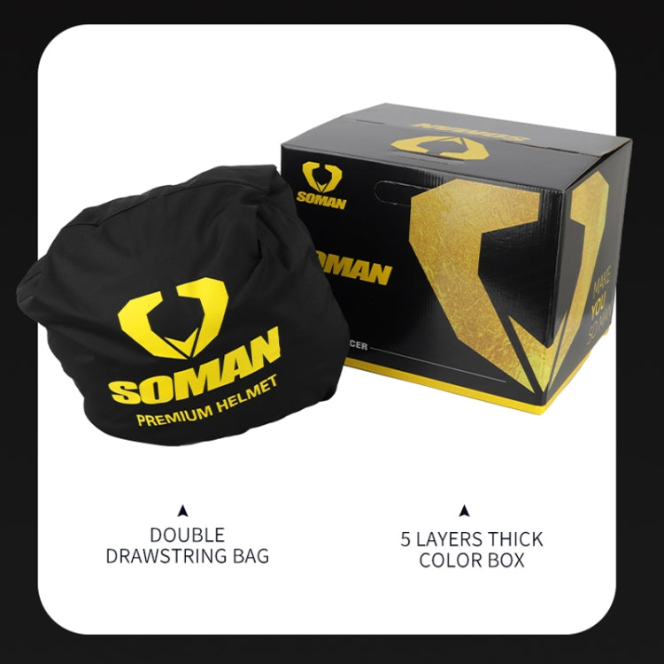 SOMAN Motorcycle Dual Lens Riding Peel-Off Full Coverage Helmet, Size: S(Black Yellow Track) - Helmets by SOMAN | Online Shopping South Africa | PMC Jewellery | Buy Now Pay Later Mobicred