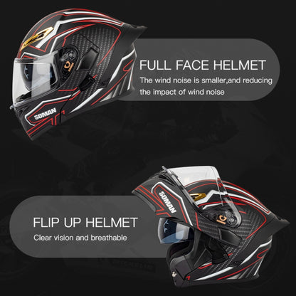 SOMAN Motorcycle Dual Lens Riding Peel-Off Full Coverage Helmet, Size: S(Black Red Track) - Helmets by SOMAN | Online Shopping South Africa | PMC Jewellery | Buy Now Pay Later Mobicred