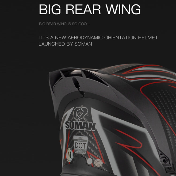 SOMAN Motorcycle Dual Lens Riding Peel-Off Full Coverage Helmet, Size: XXL(Red Gray Vision) - free shipping - PMC TechLife - Order now!