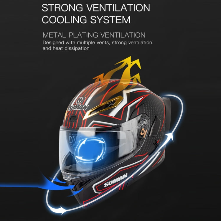 SOMAN Motorcycle Dual Lens Riding Peel-Off Full Coverage Helmet, Size: S(Bright Black) - free shipping - PMC TechLife - Order now!