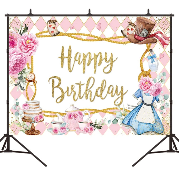 210 x 150cm Pink Flowers Cake Cartoon Birthday Background Cloth Birthday Decoration Banner Hanging Flags - Birthday Party by PMC Jewellery | Online Shopping South Africa | PMC Jewellery