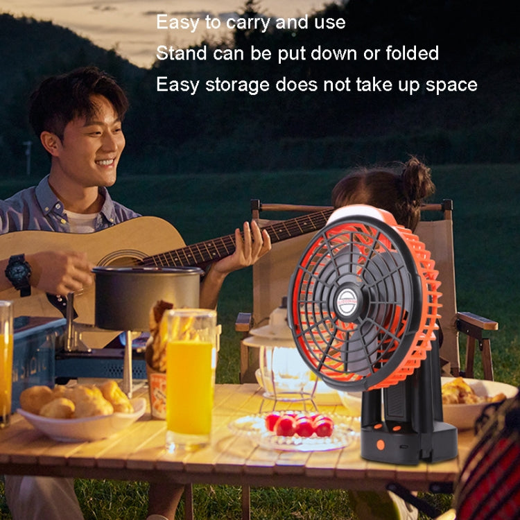 Outdoor Camping USB Charging Fan Tent Swing Head Fan With Tripod LED Light(Black Orange) - Electric Fans by PMC Jewellery | Online Shopping South Africa | PMC Jewellery | Buy Now Pay Later Mobicred