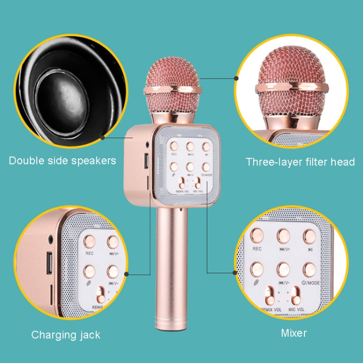 WS-1818 LED Light Flashing Microphone Self-contained Audio Bluetooth Wireless Microphone(Rose Gold) - Microphone by PMC Jewellery | Online Shopping South Africa | PMC Jewellery | Buy Now Pay Later Mobicred