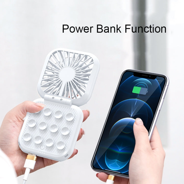 Mini Folding Neck Phone Holder Fan USB Charging Power Bank Fan(White) - Electric Fans by PMC Jewellery | Online Shopping South Africa | PMC Jewellery | Buy Now Pay Later Mobicred