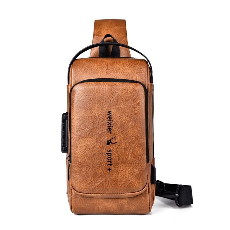 WEIXIER X318 Single Shoulder Crossbody Male Waterproof Anti-Theft Small Backpack(Light Brown) - Single-shoulder Bags by WEIXIER | Online Shopping South Africa | PMC Jewellery | Buy Now Pay Later Mobicred