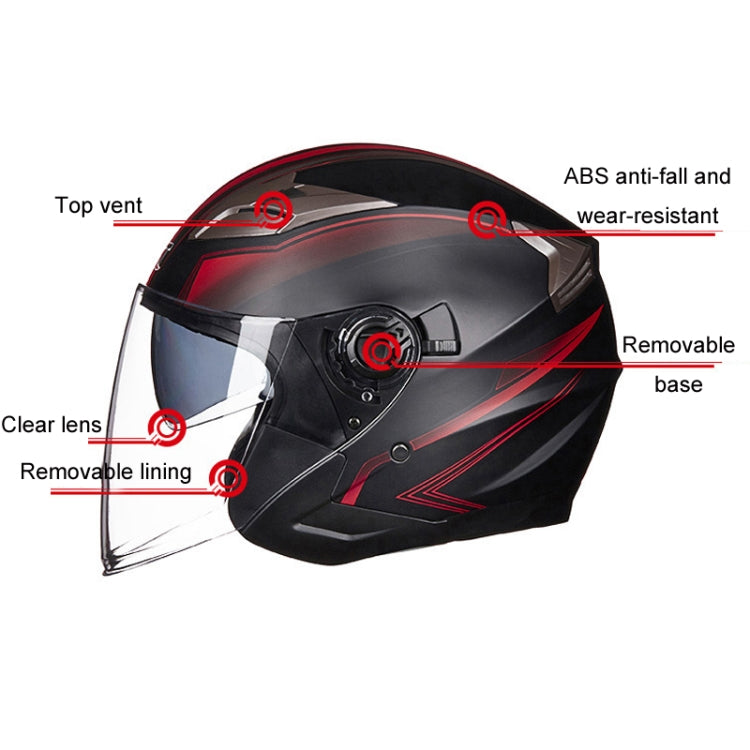 GXT 708 Electric Vehicle Dual Lens Helmet Four Seasons Safety Helmet, Size: L(Matt Black Blue) - Helmets by GXT | Online Shopping South Africa | PMC Jewellery | Buy Now Pay Later Mobicred