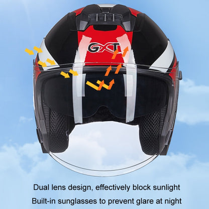 GXT Electric Vehicle Four Seasons Sun Protection & Windshield Double Lens Helmet, Size: XL(Bright Black Red) - Helmets by GXT | Online Shopping South Africa | PMC Jewellery | Buy Now Pay Later Mobicred