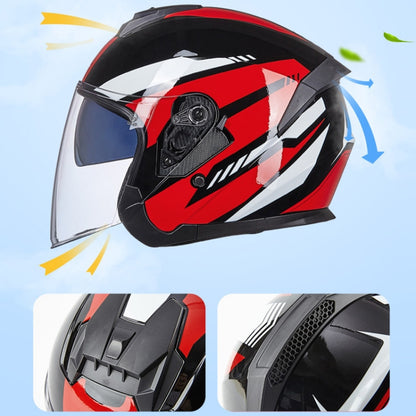 GXT Electric Vehicle Four Seasons Sun Protection & Windshield Double Lens Helmet, Size: XL(Matt Black Red) - Helmets by GXT | Online Shopping South Africa | PMC Jewellery | Buy Now Pay Later Mobicred