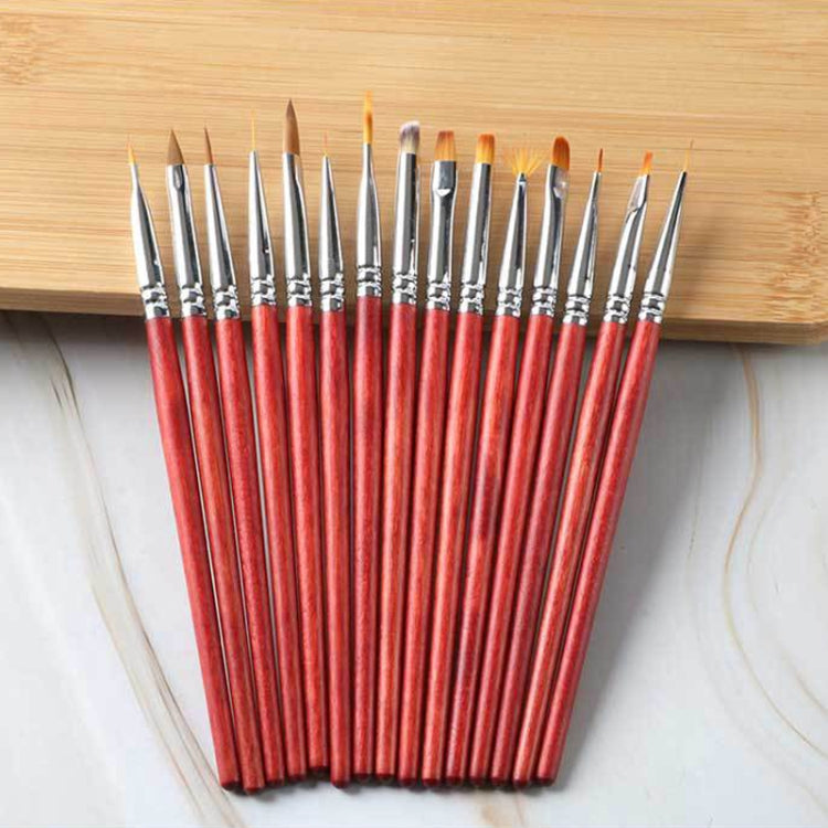 15pcs/set Wooden Rod Nail Brush Beauty Armor Tools Color Painting Pen Drawing Pen - Nail Art Equipment by PMC Jewellery | Online Shopping South Africa | PMC Jewellery | Buy Now Pay Later Mobicred