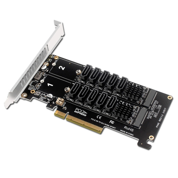 Double NVME Raid PCI-EX8 Split Card To SATA10 Port Transfer Card - Card Adapter by PMC Jewellery | Online Shopping South Africa | PMC Jewellery | Buy Now Pay Later Mobicred