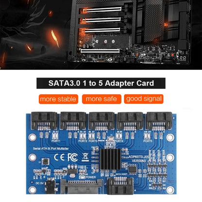 SATA2.0 3Gbps JMB321 Chip SATA Expansion Card 1 to 5 Port Riser Card - Add-on Cards by PMC Jewellery | Online Shopping South Africa | PMC Jewellery | Buy Now Pay Later Mobicred