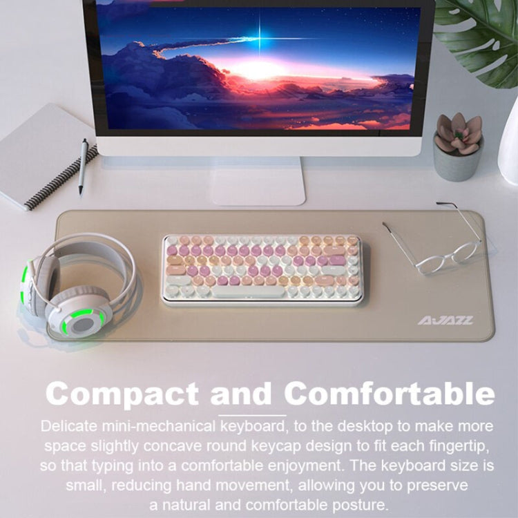 Ajazz K840T 84-Key Wireless/Bluetooth/Wired Three-Mode Round Key Punk Keycap Mechanical Keyboard Green Shaft (White Peach Mousse) - Wireless Keyboard by Ajazz | Online Shopping South Africa | PMC Jewellery | Buy Now Pay Later Mobicred