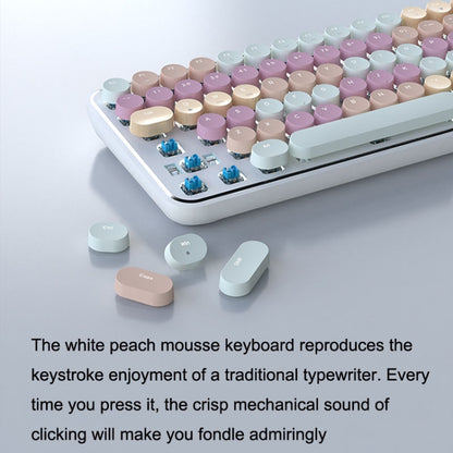 Ajazz K840T 84-Key Wireless/Bluetooth/Wired Three-Mode Round Key Punk Keycap Mechanical Keyboard Green Shaft (White Peach Mousse) - Wireless Keyboard by Ajazz | Online Shopping South Africa | PMC Jewellery | Buy Now Pay Later Mobicred