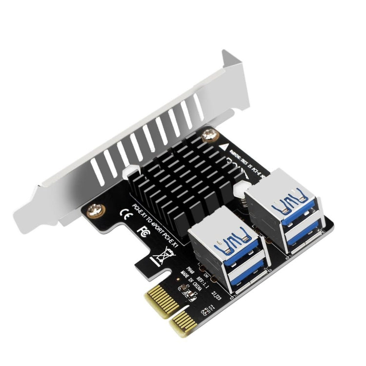 PCIE To PCI-E4 Port USB3.0 Expansion Card Graphics Card Extension(Half High Baffle) - Add-on Cards by PMC Jewellery | Online Shopping South Africa | PMC Jewellery | Buy Now Pay Later Mobicred