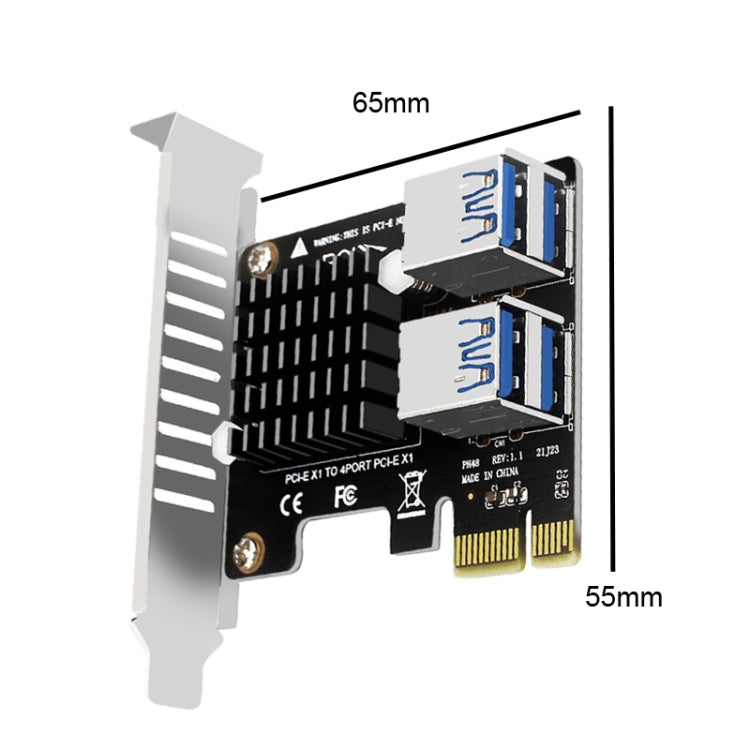 PCIE To PCI-E4 Port USB3.0 Expansion Card Graphics Card Extension(Half High Baffle) - Add-on Cards by PMC Jewellery | Online Shopping South Africa | PMC Jewellery | Buy Now Pay Later Mobicred