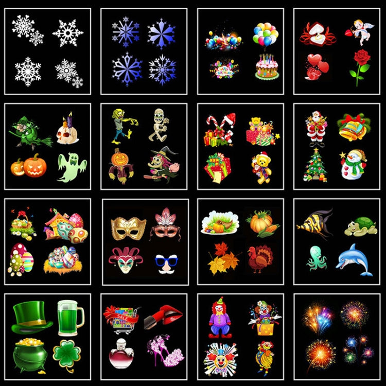 12 Cards US Plug Color Card Pattern 9W Christmas Projection Light Remote Control Snow Light - Christmas Decoration Lamps by PMc TechLife | Online Shopping South Africa | PMc TechLife | Buy Now Pay Later Mobicred