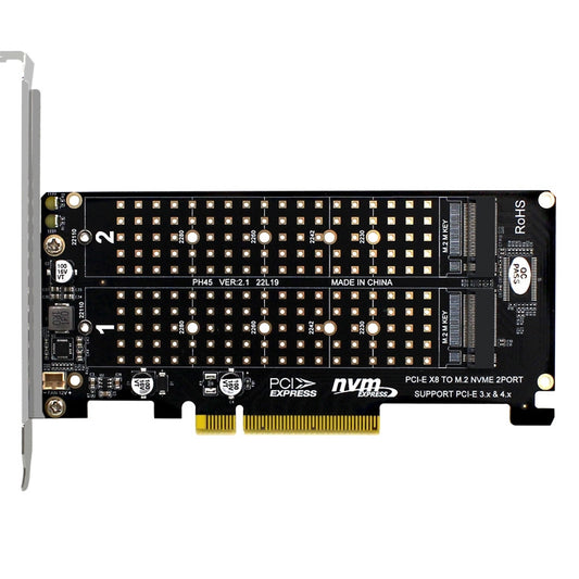 PCI-E X8 Double Disk Transfer Card NVME M.2 MKEY SSD RAID Array Expansion Adapter(PH45) - Card Adapter by PMC Jewellery | Online Shopping South Africa | PMC Jewellery