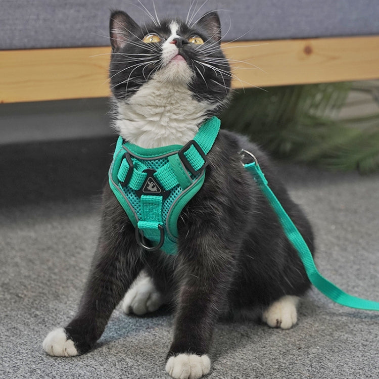 Pet Vest Harness + Traction Rope Set Reflective Breathable Dog Cat Harness, Size: XL(Blue) - Leashes by PMC TechLife | Online Shopping South Africa | PMC TechLife