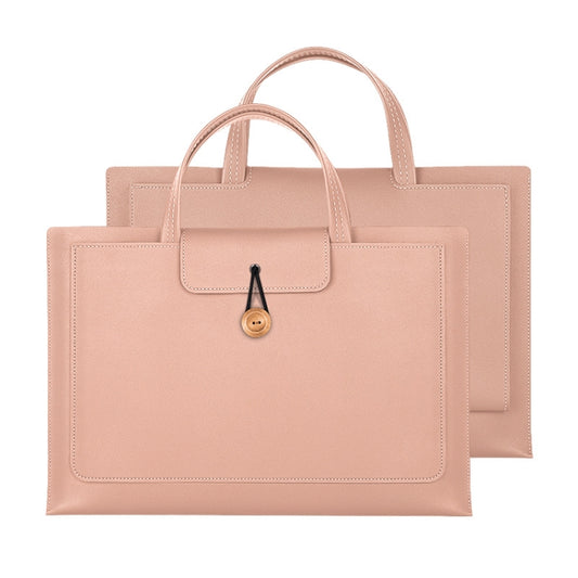 15.4/16 inch Elastic Button Laptop Waterproof PU Handbag(Rose Pink) - 15 inch by PMC Jewellery | Online Shopping South Africa | PMC Jewellery | Buy Now Pay Later Mobicred