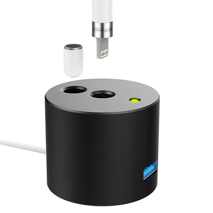 For Apple Pencil 1 USB Charging Adapter Metal Base With LED Indicator, Color: Black - Pencil Accessories by PMC Jewellery | Online Shopping South Africa | PMC Jewellery | Buy Now Pay Later Mobicred