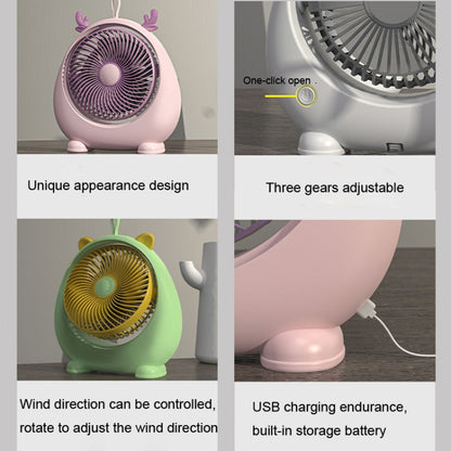 Dormitory Portable Animal Ear Desktop Electric Fan, Style: Directly Inserted Version Green - Electric Fans by PMC Jewellery | Online Shopping South Africa | PMC Jewellery | Buy Now Pay Later Mobicred