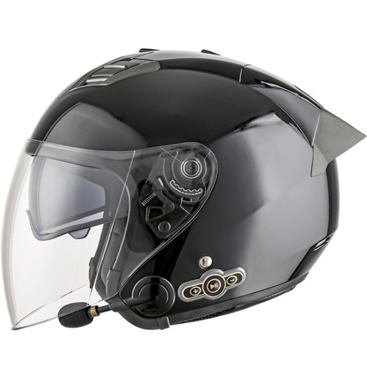 KUQIBAO Motorcycle Smart Bluetooth Sun Protection Double Lens Safety Helmet, Size: M(Bright Black+Gray Tail) - Helmets by KUQIBAO | Online Shopping South Africa | PMC Jewellery | Buy Now Pay Later Mobicred