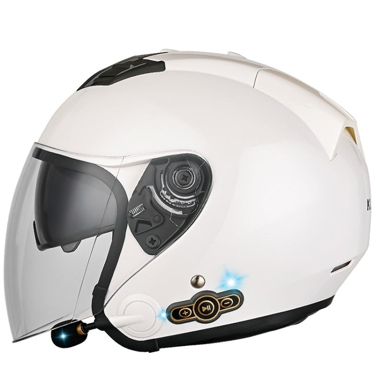 KUQIBAO Motorcycle Smart Bluetooth Sun Protection Double Lens Safety Helmet, Size: XL(White) - Helmets by KUQIBAO | Online Shopping South Africa | PMC Jewellery | Buy Now Pay Later Mobicred