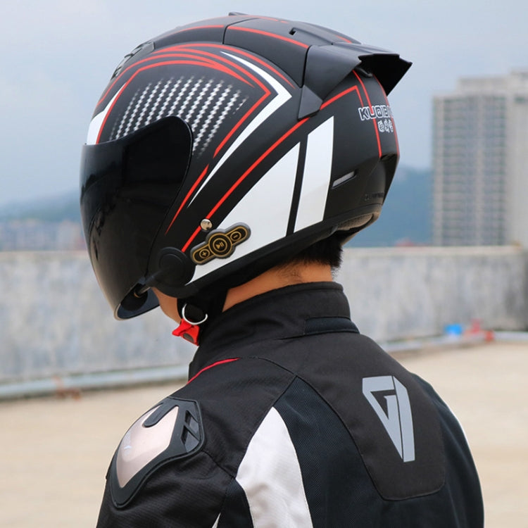 KUQIBAO Motorcycle Smart Bluetooth Sun Protection Double Lens Safety Helmet, Size: XXL(White+Gray Tail) - Helmets by KUQIBAO | Online Shopping South Africa | PMC Jewellery | Buy Now Pay Later Mobicred