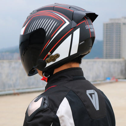 KUQIBAO Motorcycle Smart Bluetooth Sun Protection Double Lens Safety Helmet, Size: XL(White+Gray Tail) - Helmets by KUQIBAO | Online Shopping South Africa | PMC Jewellery | Buy Now Pay Later Mobicred