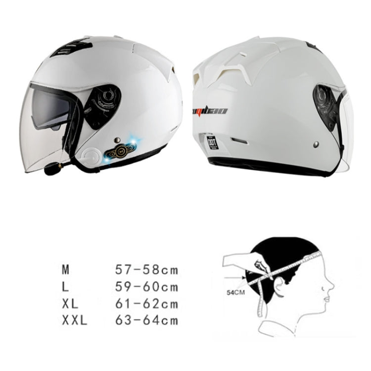 KUQIBAO Motorcycle Smart Bluetooth Sun Protection Double Lens Safety Helmet, Size: XL(White) - Helmets by KUQIBAO | Online Shopping South Africa | PMC Jewellery | Buy Now Pay Later Mobicred