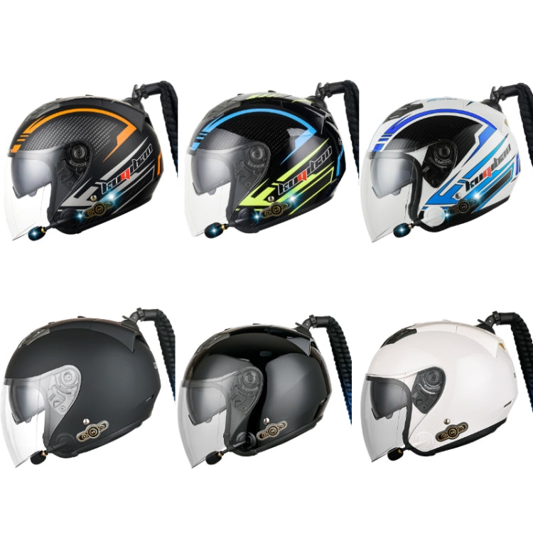 KUQIBAO Motorcycle Bluetooth Headset Double Lens Helmet With Braid, Size: M(Bright Black Phantom Fiber) - Helmets by KUQIBAO | Online Shopping South Africa | PMC Jewellery | Buy Now Pay Later Mobicred