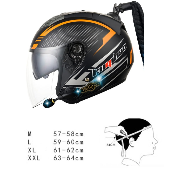 KUQIBAO Motorcycle Bluetooth Headset Double Lens Helmet With Braid, Size: XXL(Bright Black) - Helmets by KUQIBAO | Online Shopping South Africa | PMC Jewellery | Buy Now Pay Later Mobicred