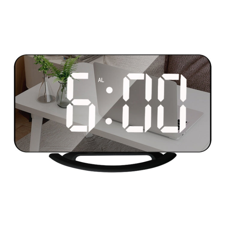 TS-8201 LED Digital Mirror Alarm Clock Big Screen Dual USB Desktop Table Clock, Color: Black Shell White Light - Alarm Clocks by PMc TechLife | Online Shopping South Africa | PMc TechLife | Buy Now Pay Later Mobicred
