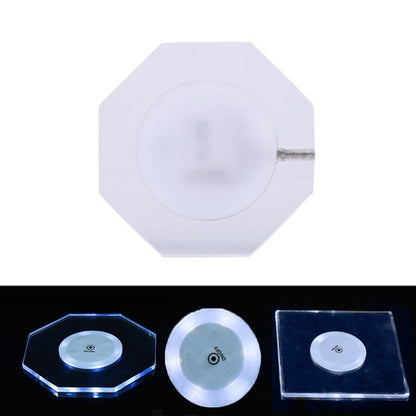 100x10mm Octagonal USB Charging LED Light Up Acrylic Coaster Transparent Crystal Base(White Light) - Car Drink Holders by PMC Jewellery | Online Shopping South Africa | PMC Jewellery | Buy Now Pay Later Mobicred