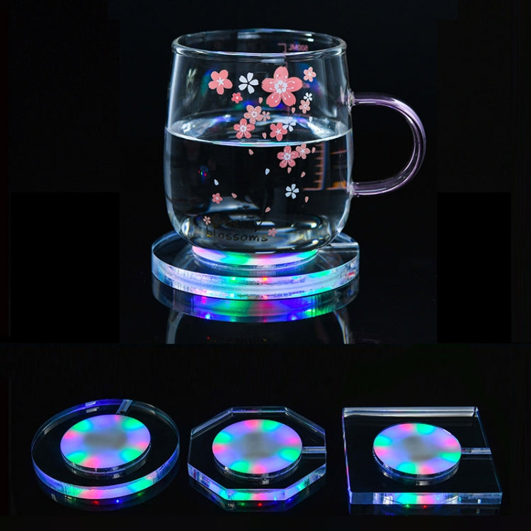 100x10mm Square USB Charging LED Light Up Acrylic Coaster Transparent Crystal Base(White Light) - Car Drink Holders by PMC Jewellery | Online Shopping South Africa | PMC Jewellery | Buy Now Pay Later Mobicred